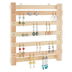 OLYCRAFT 5-Tier Wall-Mounted Wood Earring Display Stand Wood Earring Wall Holder Hanging Jewelry Organizer Wooden Jewelry Display for Rings Earrings Necklace Jewelry Accessories - 11x1.2x12 Inch