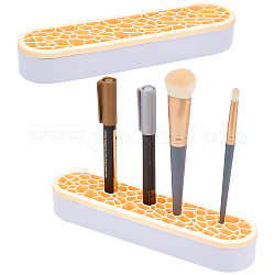 Gorgecraft Mehrzweck-Bauchmuskeln mit Silikon-Aufbewahrungsbox, für Kosmetikbürstenhalter, Stifthalter, Zahnbürsten-Halter, Lippenstifthalter, Rechteck oval, orange, 21x5x3.5 cm