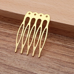 Fornituras de peine de pelo de hierro, con bucles, dorado, 40x27x0.8mm