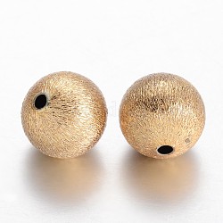 Perles rondes en laiton texturées, or, 12mm, Trou: 1.5mm