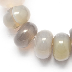 Natural Grey Agate Beads Strands, Rondelle, Light Grey, 10x6mm, Hole: 1mm, about 60~65pcs/strand, 15.7 inch