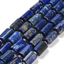 Chapelets de perles en lapis-lazuli naturel, avec des perles de rocaille, colonne facettes, 9~11x6~7.5x6~7.5mm, Trou: 1.2mm, Environ 30 pcs/chapelet, 15.16~15.55 pouce (38.5~39.5 cm)