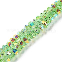 Transparentes cuentas de vidrio electroplate hebras, color de ab, linterna facetas, verde claro, 6x4.5mm, agujero: 1.4 mm, aproximamente 98 pcs / cadena, 17.72'' (45 cm)