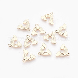 Brass Charms, Nickel Free, Real 18K Gold Plated, Rainbow, 10.5x13.5x1mm, Hole: 1.5mm