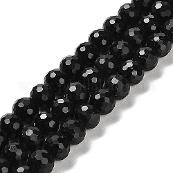 Натуральный черный турмалин бисер нитей, граненые круглые, 5.8~6.8 мм, отверстие : 0.9 мм, около 62~66 шт / нитка, 15.04''~15.35'' (38.2~39 см)
