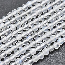 Brins de perles de pierre de lune arc-en-ciel naturel, ronde, 3mm, Trou: 0.5mm, Environ 130 pcs/chapelet, 15.35 pouce (39 cm)