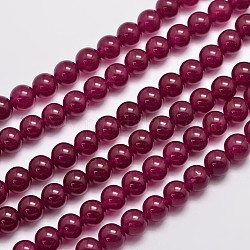 Натуральные и крашеные нити шарик Malaysia нефрита, круглые, средне фиолетовый красный, 8 мм, отверстие : 1.0 мм, около 48 шт / нитка, 15 дюйм