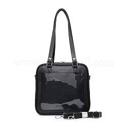 Кожаные наплечные сумки pu, квадратные женские сумки, с чистым окном, чёрные, 24x24x8 см
