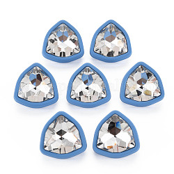 Boucles d'oreilles triangle strass cristal avec 925 épingles en argent sterling pour femme, bleu acier, 21.5x21mm, pin: 0.6 mm