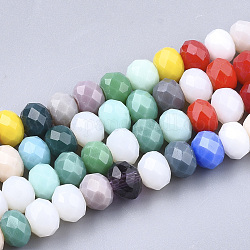Chapelets de perles en verre, facette, rondelle, couleur mixte, 5.5~6x4.5mm, Trou: 1mm, Environ 87~90 pcs/chapelet, 17.3 pouce