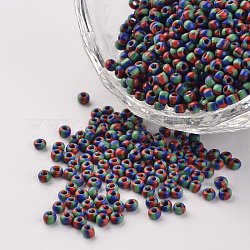 12/0 Opaque Colours Seep Glass Beads, Round Seed Beads, Colorful, 1.5~2x2mm, Hole: 0.5mm, about 22500pcs/450g