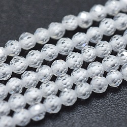 Zirkonia Perlenstränge, Runde, facettiert, weiß, 2 mm, Bohrung: 0.2 mm, ungefähr 14.96 Zoll (38 cm), 184 Stk. / Strang