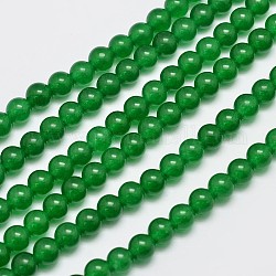 Chapelets de perles en jade de malaisie naturelle et teinte, ronde, verte, 6mm, Trou: 0.8mm, Environ 64 pcs/chapelet, 15 pouce