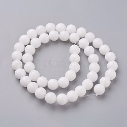 Jade blanco natural de hebras de perlas reronda, teñido y climatizada, 8~8.5mm, agujero: 1 mm, aproximamente 50 pcs / cadena, 15.7 pulgada