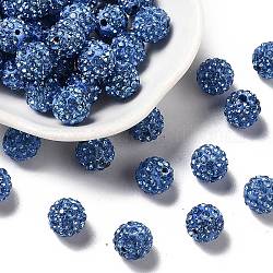 Pave bolas de discoteca, Abalorios de Diamante de imitación de arcilla polímero, redondo, zafiro luz, pp13 (1.9~2 mm), 6 fila de rhinestone, 10mm, agujero: 1.5 mm