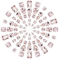 Gorgecraft coser rhinestone, Enlaces multifilares, Diamantes de imitación de cristal, con ajustes de puntas de latón, accesorios de prendas de vestir, facetados, formas mixtas, rosa, 8~18x5.5~13x4~7.5mm, agujero: 0.8~1 mm, 100 unidades / caja