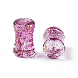 Handgemachte transparente Glasperlen, mit Goldsand, Medium violett rot, 12x8 mm, Bohrung: 1.5 mm