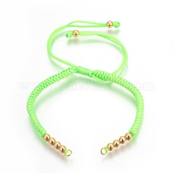 Nylonschnur geflochtene Perlen Armbänder machen, mit Messing-Perlen, langlebig plattiert, echtes 24k vergoldet, Rasen grün, 10-1/4 Zoll (26 cm) ~ 11-5/8 Zoll (29.6 cm)