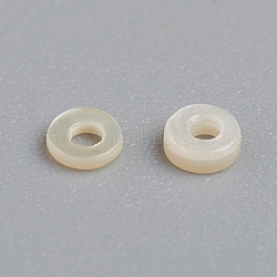 Perline di guscio, branelli del distanziatore per la fabbricazione di gioielli fai da te, disco, bianco, 3x1mm, Foro: 1 mm