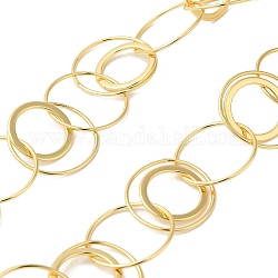 Cadena de eslabones de anillo de latón chapado en bastidor, soldada, Plateado de larga duración, sin plomo y el cadmio, real 18k chapado en oro, 16.5x1mm, 20x1mm, 22x1mm