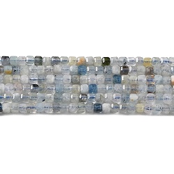 Природные Аквамарин бисер нитей, граненые, кубические, 2x2x2 мм, отверстие : 0.5 мм, около 174 шт / нитка, 15.04'' (38.2 см)