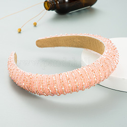 Bling Bling Haarband aus Glasperlen, Kopfbedeckung mit breitem Rand, Party-Haarschmuck für Frauen und Mädchen, Licht Lachs, 30 mm