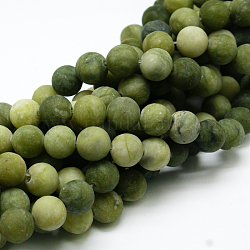 Round Frosted Natural TaiWan Jade Bead Strands, 6mm, Hole: 1mm, about 62pcs/strand, 15.5 inch