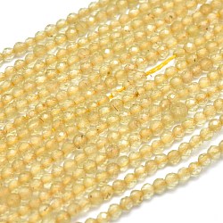 Natural Citrine Beads Strands, Faceted, Round, Dyed & Heated, 2mm, Hole: 0.5mm, about 192pcs/strand, 15.16 inch(38.5cm)