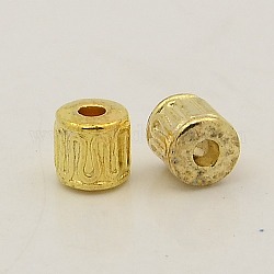 チベット風合金ビーズ  コラム  ゴールドカラー  鉛フリー＆カドミウムフリー  4.5x4.5mm  穴：1.5mm