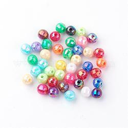 Acrylic Beads, AB Color, Faceted, Round, Mixed Color, 6mm, Hole: 1mm, about 4800pcs/500g