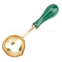 Wooden Handle Wax Sealing Stamp Melting Stainless Steel Spoon, for Wax Seal Stamp Melting Spoon Wedding Invitations Making, Light Gold, 10.3x3.5x1cm