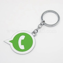Platinum Tone Zinc Alloy Enamel Telephone Receiver Keychain, Green, 101x47.5mm