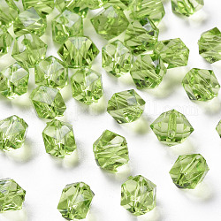 Perles en acrylique transparente, facette, polygone, vert jaune, 8x10x9mm, Trou: 1.6mm, environ 1300 pcs/500 g
