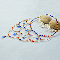 DIY Necklace Kits, Glass and Seed Beads Statement Necklace, Mixed Color, 11x8mm
