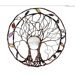 Iron Tree of Life Pendant Decorations, for Window Hanging Decorations, Coffee, 330x0.8mm