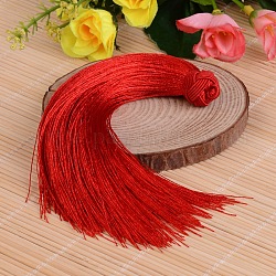Hermoso diseño de nylon borla decoraciones colgantes, rojo, 160x18mm, agujero: 4 mm