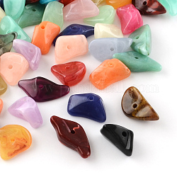 Los abalorios de acrílico piedras preciosas de imitación de chips, color mezclado, 19~28x14~19x6~13mm, agujero: 2 mm, aproximamente 310 unidades / 500 g