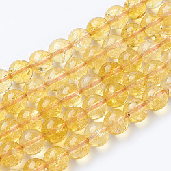 Natürlichem Quarz-Kristall-Perlen Stränge, Runde, gefärbt und erhitzt, golden, 6 mm, Bohrung: 1 mm, ca. 31 Stk. / Strang, 8 Zoll