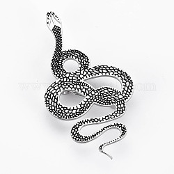 Snake Brooch, 201 Stainless Steel Animal Lapel Pin for Backpack Clothes, Nickel Free & Lead Free, Stainless Steel Color, 70x37x7mm, Pin: 0.7mm