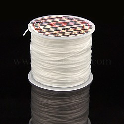 Flache elastische Kristallschnur, elastischer Perlenfaden, für Stretcharmbandherstellung, weiß, 0.6 mm, ca. 54.68 Yard (50m)/Rolle