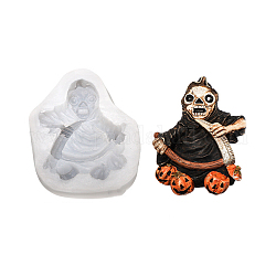 DIY Mini Halloween Skull Food Grade Silicone Molds, Fondant Molds, Chocolate, Candy, Biscuits, UV Resin & Epoxy Resin Craft Making, White, 88x67x20mm, Finished: 77x62x11mm