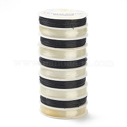 (vendita difettosa: ingiallimento) filo di cristallo elastico, con bobina difettosa, per fare gioielli, bianco, nero, 0.7mm