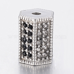 Perles de strass en 304 acier inoxydable, hexagone, couleur inoxydable, 11.5x9x8mm, Trou: 2mm