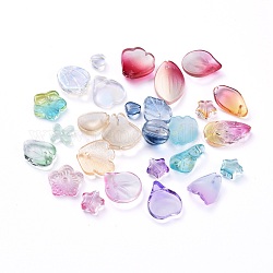 Galvanoplastie perles de verre transparentes, formes mixtes, couleur mixte, 5~21x6~14x3~10mm, Trou: 0.9~1.2mm