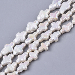 Perle baroque naturelle perles de perles de keshi, perle de culture d'eau douce, croix, couleur de coquillage, 14~17x9~10x4~6mm, Trou: 0.8mm, Environ 27 pcs/chapelet, 16.14 pouce (41 cm)