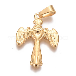 Pendentifs en 304 acier inoxydable, croix avec l'aile, pour la fabrication de bijoux artisanaux, or, 28.5x20x2.5mm, Trou: 7x3.5mm