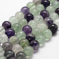 Chapelets de perles en fluorite naturelle, ronde, grade AB, 8mm, Trou: 1mm, Environ 50 pcs/chapelet, 14.9 pouce ~ 15.1 pouces