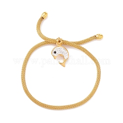 Strass-Delphin-Charme-Schieberarmband mit runder Maschenkette für Frauen, golden, Innendurchmesser: 3/8~3-1/8 Zoll (0.9~7.9 cm)