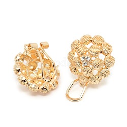 Flower Alloy Crystal Rhinestone Earring Stud Earring Findings, with Loop for Dangle Charms Settings, Golden, 23x20x8mm, Hole: 1mm, Pin: 0.8mm