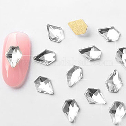 Cabujones de rhinestone de vidrio plano, accesorios de la decoración del arte del clavo, facetados, diamante, cristal, 8x6mm, 10 unidades / bolsa